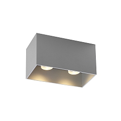 Plafondarmatuur BOX 2.0 2-vlams, hoekig, set terug GU10 IP20, aluminium geborsteld dimbaar
