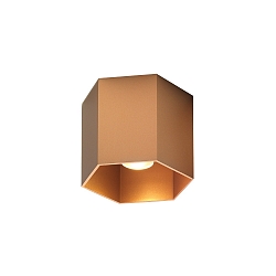 Downlight HEXO 1.0 - PAR16 1-vlams, hoekig, zonder reflector GU10 IP20, koper dimbaar