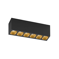 LED Ceiling luminaire PIRRO 6.0, 6 spots, 6x 4.5W 3000K, CRi >90, dimmable, black gold