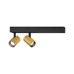 LED Spot CENO 2.0, 2 flames, 2700K, CRi >90, rotatable/swivelling, dimmable, black gold