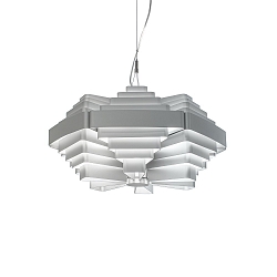 Pendant luminaire J.J.W. 042, shade � 56cm / height 33cm, 6x E27, aluminum, silver