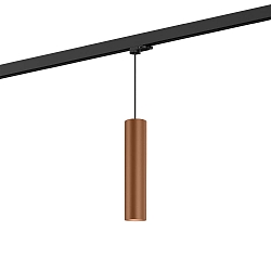 3-fase pendelarmatuur RAY ON TRACK 3.0 - PAR16 cilindrisch, lang, met adapter GU10 IP20, koper dimbaar