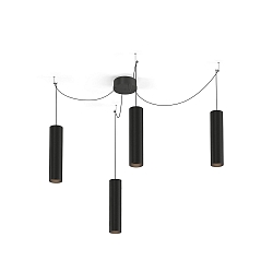 Pendelarmatuur RAY 3.0 - PAR16 cilindrisch, lang, met open kabel GU10 IP20, mat, gitzwart dimbaar