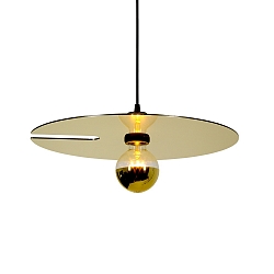 Pendant luminaire MIRRO 2.0, length 250cm / mirror � 45cm, E27 (excl.), black gold