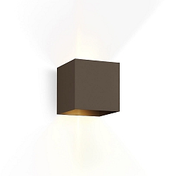 Wandarmatuur voor buitenshuis BOX 2.0 up down, cubusvorm, instelbaar IP65, brons dimbaar
