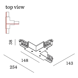 3-fase T-connector 3-PH - 2.0 aarde buiten, met voedermogelijkheid, links