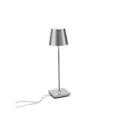 battery table lamp POLDINA PRO dimmable IP65, white, silver leaf dimmable