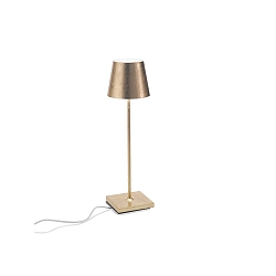 battery table lamp POLDINA PRO dimmable IP65, white, gold leaf dimmable
