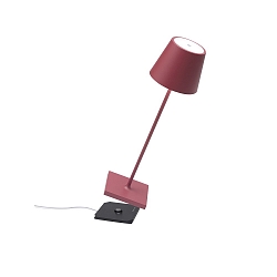 battery table lamp POLDINA PRO dimmable IP65, fire red, matt, powder coated dimmable
