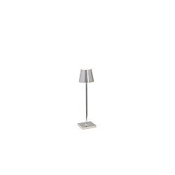 Tafellamp op batterijen POLDINA MICRO IP65, chroom, glanzend dimbaar