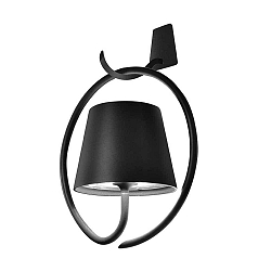 Batterij wandlamp POLDINA met handvat IP54, donkergrijs, gelakt dimbaar