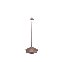 battery table lamp PINA TAVOLO PRO CCT Switch, with touch dimmer IP54, rust, lacquered dimmable