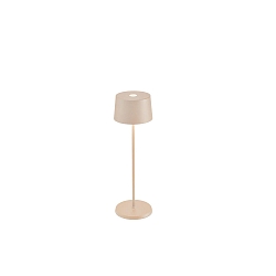 battery table lamp OLIVIA TAVOLO PRO IP65, sand coloured dimmable