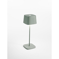 battery table lamp OFELIA TAVOLO PRO square, CCT Switch, with touch dimmer IP65, sage green, lacquered dimmable