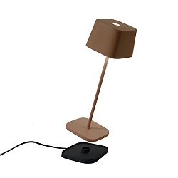 battery table lamp OFELIA TAVOLO PRO square, CCT Switch, with touch dimmer IP65, rust, lacquered dimmable