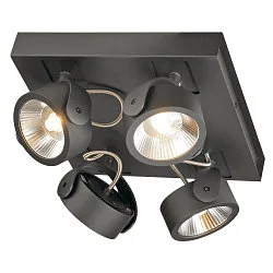Wand- en plafondarmatuur KALU LED 4  SQUARE 4-vlams, vierkant, cardanisch draaien IP20, zwart dimbaar