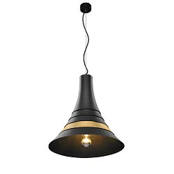Pendelarmatuur BATO 45 PD groot, rond E27 IP20, messing geborsteld, zwart dimbaar
