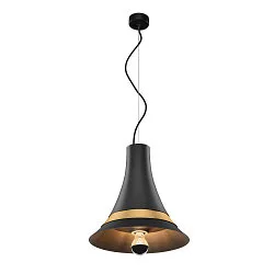Pendelarmatuur BATO 35 PD klein, rond E27 IP20, messing geborsteld, zwart dimbaar