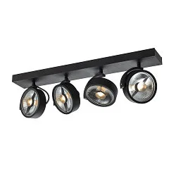 Wand- en plafondarmatuur KALU CW QUAD QPAR111 4-vlams, cardanisch draaien, met Lamphouder GU10 IP20, zwart