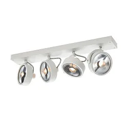 Wand- en plafondarmatuur KALU CW QUAD QPAR111 4-vlams, cardanisch draaien, met Lamphouder GU10 IP20, wit