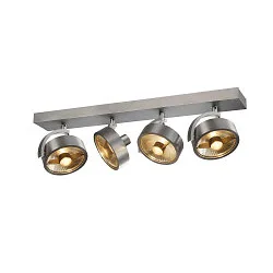 Wand- en plafondarmatuur KALU CW QUAD QPAR111 4-vlams, cardanisch draaien, met Lamphouder GU10 IP20, aluminium geborsteld