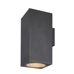 Wandarmatuur voor buitenshuis ENOLA SQUARE SINGLE CCT up down IP 65, antraciet, transparant
