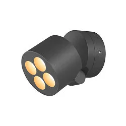Wandarmatuur voor buitenshuis R-CUBE rond, CCT Switch, cardanisch draaien IP65, antraciet dimbaar