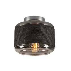 Wand- en plafondarmatuur PANTILO ROPE 19 cilindrisch E27 IP20, zilver dimbaar