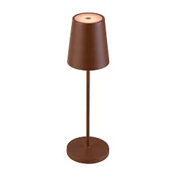 battery table lamp VINOLINA TWO 3-CCT 3-fold, CCT Switch, with touch dimmer, conical, with charging station IP65, rust dimmable