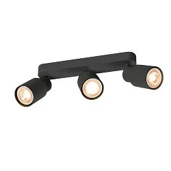 Wand- en plafondarmatuur PURI 2.0 - TUBE 3-vlams, lang GU10 IP20, zwart dimbaar