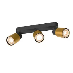 Wand- en plafondarmatuur PURI 2.0 - TUBE 3-vlams, lang GU10 IP20, goud, zwart dimbaar