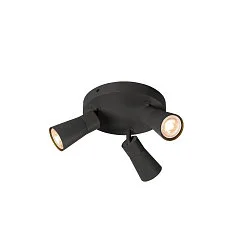 wall and ceiling luminaire PURI 2.0 - CONE 3 flames, round GU10 IP20, black dimmable