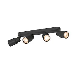 Wand- en plafondarmatuur PURI 2.0 - TUBE 4-vlams, lang GU10 IP20, zwart dimbaar