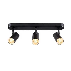 Wand- en plafondarmatuur NOBLO® TRIPLE PHASE 3-vlams, cilindrisch, cardanisch draaien IP20, zwart dimbaar