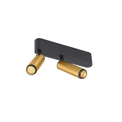 Plafondarmatuur GRIP!S DOUBLE geschikt voor beeldschermwerkstations IP20, goud, zwart, gelakt dimbaar