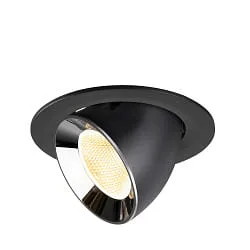 Inbouwspot NUMINOS® GIMBLE L draaibaar, geschikt voor beeldschermwerkstations IP20, chroom, zwart dimbaar