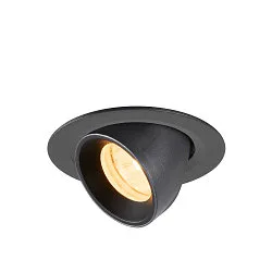 Plafondinbouwarmatuur NUMINOS® GIMBLE XS rond, geschikt voor beeldschermwerkstations IP20, zwart, gelakt dimbaar