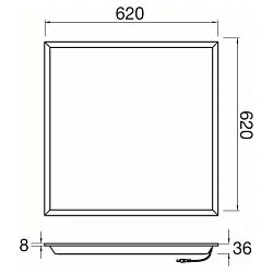 Plafondarmatuur PANEL P 625 45 DALI >200LM/W DALI aanstuurbaar, UGR < 19, multipower IP20, dimbaar