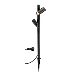 Armatuur met grondpen HELIA SLIM POLE DOUBLE met Stekker IP65, zwart