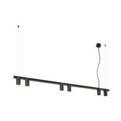 Pendelarmatuur PENDELLEUCHTE ENOLA 2.0 M PD SIX LONG QPAR51 6-vlams, lang, met Lamphouder GU10 IP20, zwart