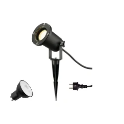 Lamp met grondpen BIG NAUTILUS SET GU10 2700K Set van 1, met Stekker, met Lamphouder GU10 IP44/IP65, zwart dimbaar