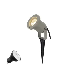 Lamp met grondpen NAUTILUS 10 SET GU10 2700K Set van 1, met Stekker, met Lamphouder GU10 IP44/IP65, grijs dimbaar