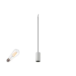 pendant luminaire FITU PD SET STONE ST64 set of 1, with lamp socket, with canopy E27 IP20, grey dimmable