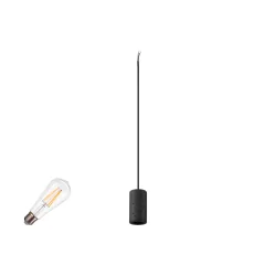 1-phase pendant luminaire FITU 1PH SET PD STONE ST64 set of 1, with lamp socket E27 IP20, black dimmable