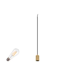 3-fase Pendelarmatuur FITU PD 3PH SET RIBBED ST64 Set van 1, met Lamphouder, geribbeld E27 IP20, goud dimbaar