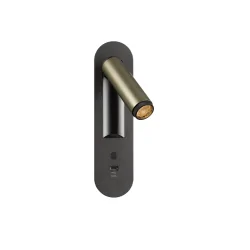 Wandinbouwarmatuur GRIP! S WL DIM USB-C met Schakelaar, instelbaar, met USB-Oplaadfunctie IP20, brons, zwart dimbaar