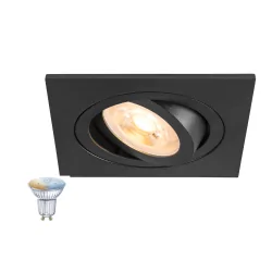 recessed spotlight NEW TRIA® 75 SMART SET ECKIG square, set of 1 GU10 IP20, black dimmable