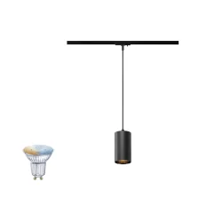 1-fase pendelarmatuur ASTO TUBE SMART SET 1PH PD GU10 Set van 1, ZigBee aanstuurbaar, met Lamphouder GU10 IP20, zwart dimbaar