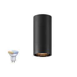 Plafondarmatuur ASTO TUBE SMART SET CL SINGLE GU10 1-vlams, Set van 1, met Lamphouder GU10 IP20, zwart dimbaar