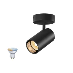 Wand- en plafondarmatuur ASTO TUBE SMART SET CW GU10 Set van 1 GU10 IP20, zwart dimbaar